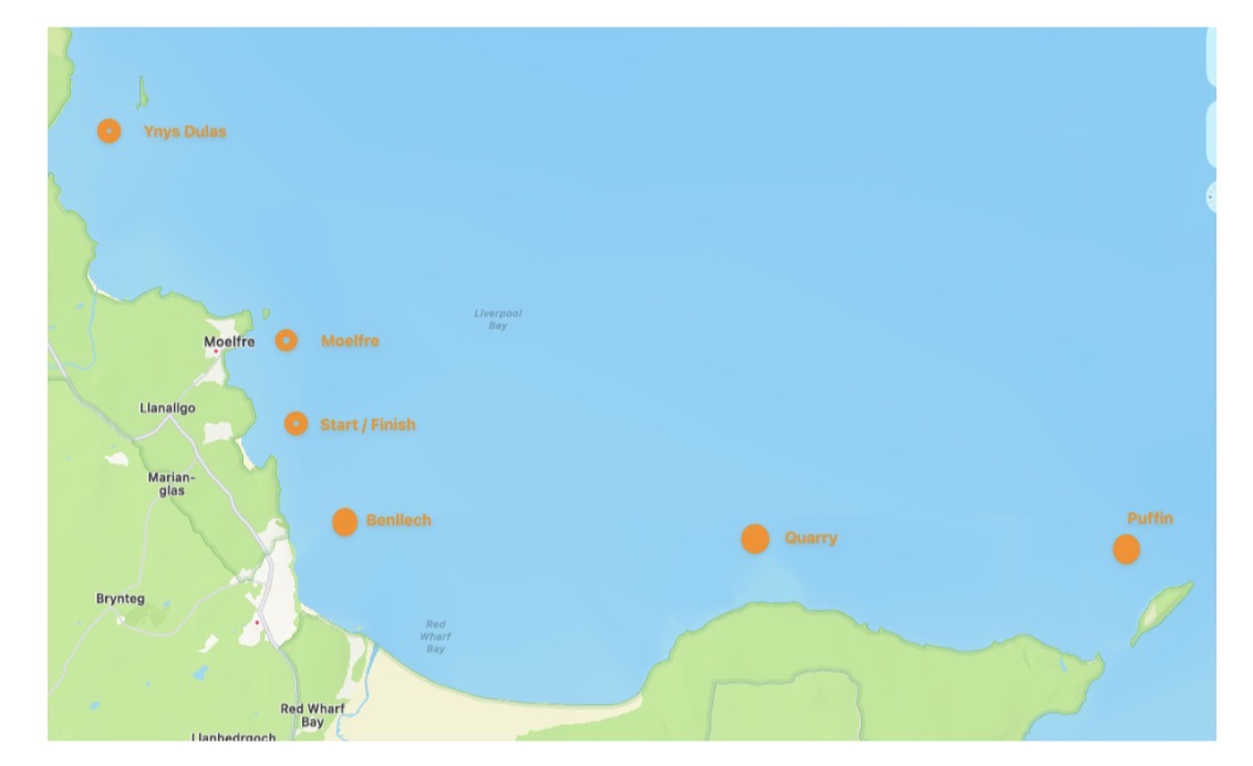 Anglesey Offshore Dinghy Race course area